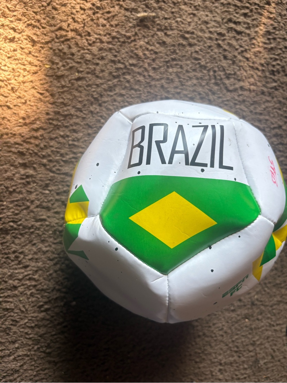 Brazil Soccer Ball with Green and Yellow Diamond Design